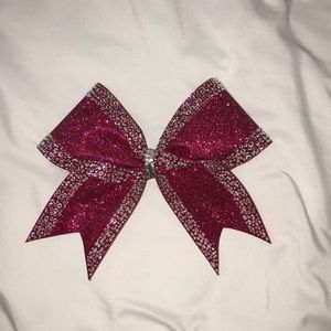 Pink sparkly cheer bow